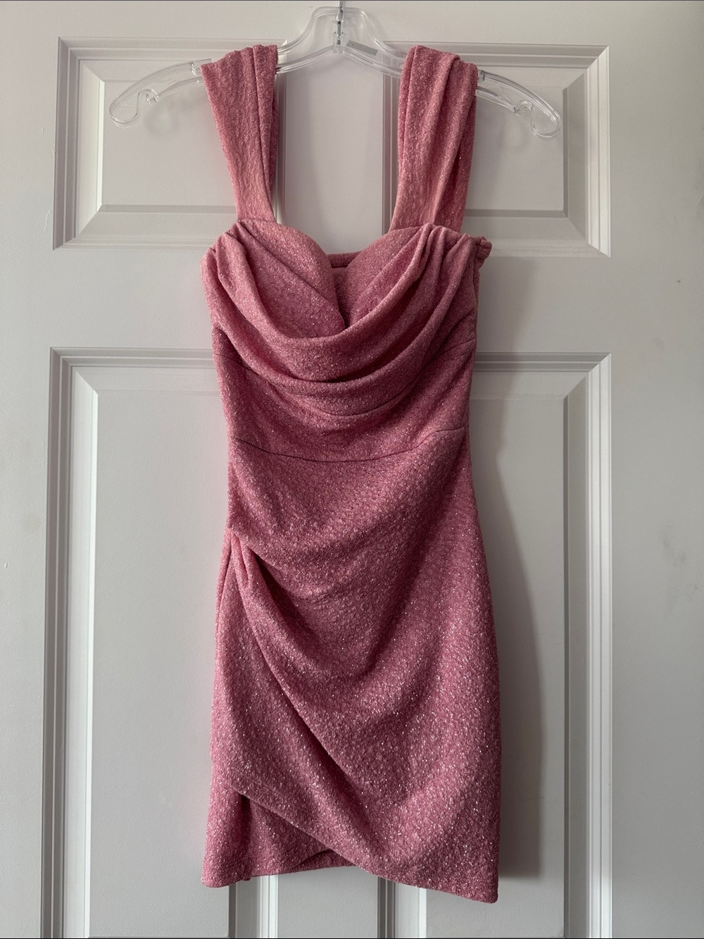 Windsor Sparkle Pink Draped Mini Dress